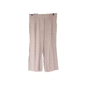 Sharagano Pale Pink White Striped Linen Wide Leg Pants Women’s Medium